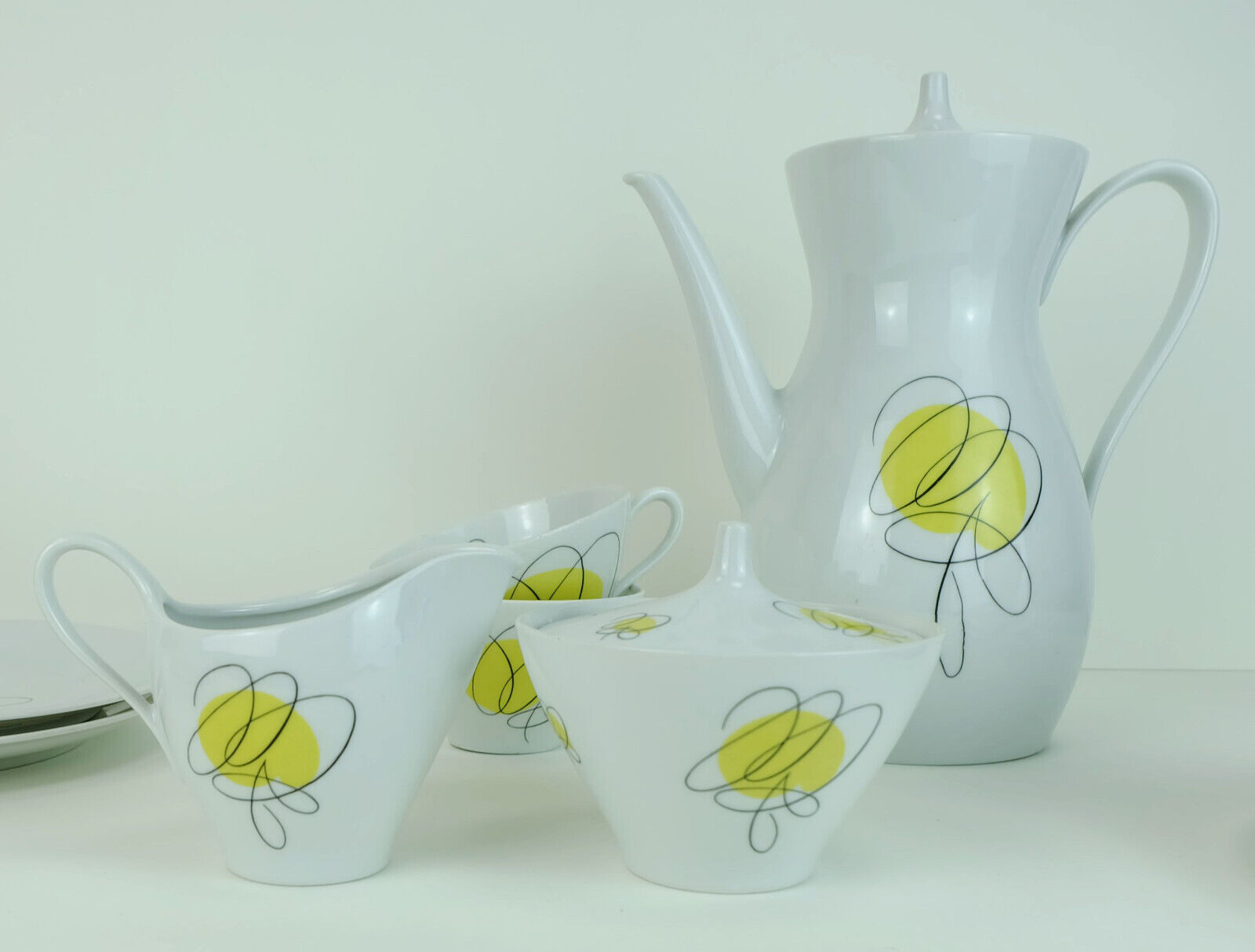 Mid century coffee crockery schirnding bavaria abstract decor in pastel colors 1950s