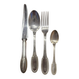 Service for 12 place settings + 6 ERCUIS GODRONS model silver-plated knives, 24.5 cm