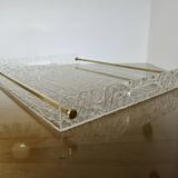 Très grand plateau "Roche Bobois" en plexiglas et laiton massif, années 70