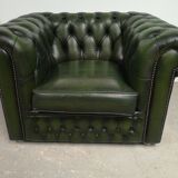 Armchair chesterfield English green leather