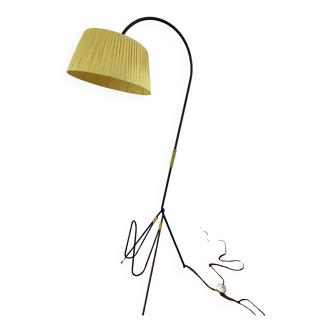French art deco style lamp. Vintage Wrought Iron French Floor Lamp with Magazine Holder, 1960s