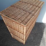 Chest 65cm basket basket rattan wicker period 1960