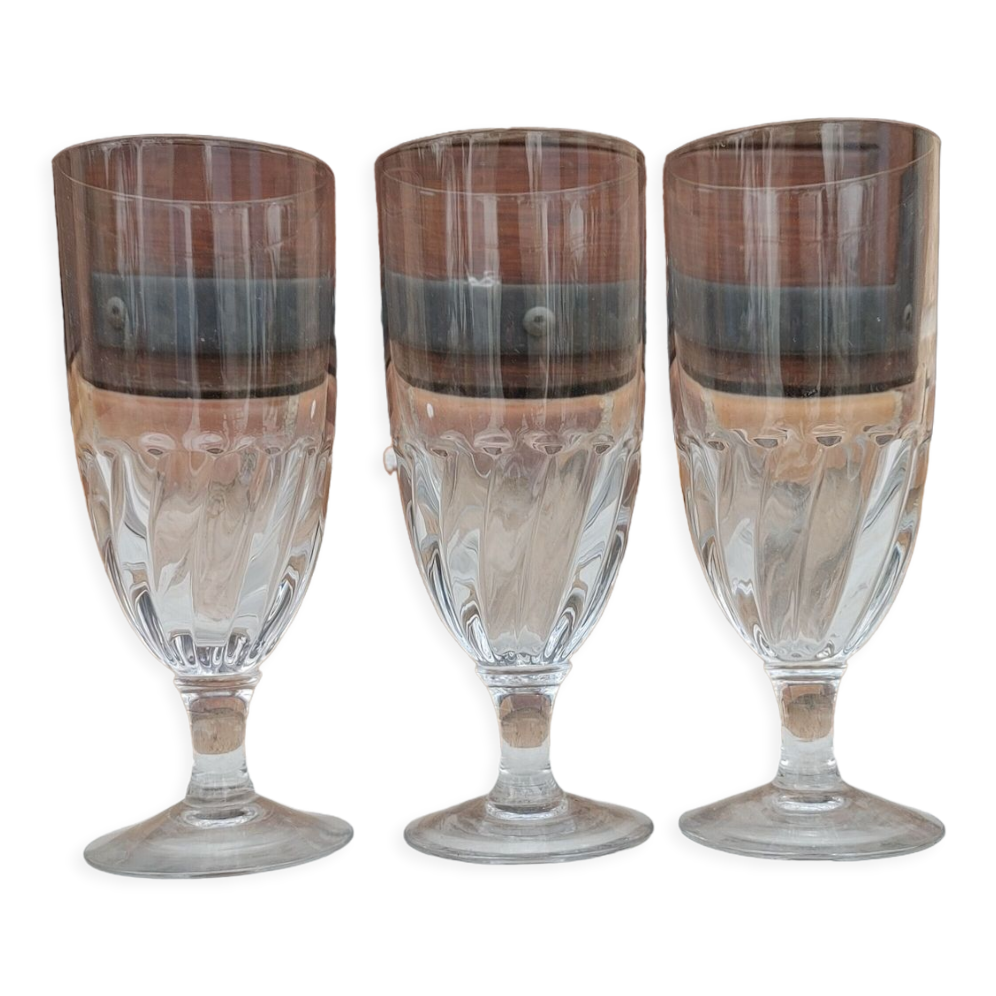 3 absinthe glasses of bistrot, twisted base - 17.5 cm - early 20th