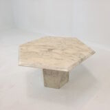 Set of 3 Italian Carrera Marble Side Tables, 1980s