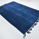 Contemporary Navy Blue Turkish Vintage Kilim Rug, 188x287Cm