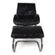 WK Möbel leather lounge chair with ottoman by Robert Haussmann, 1970