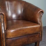 Set of 2 club armchairs in sheep leather