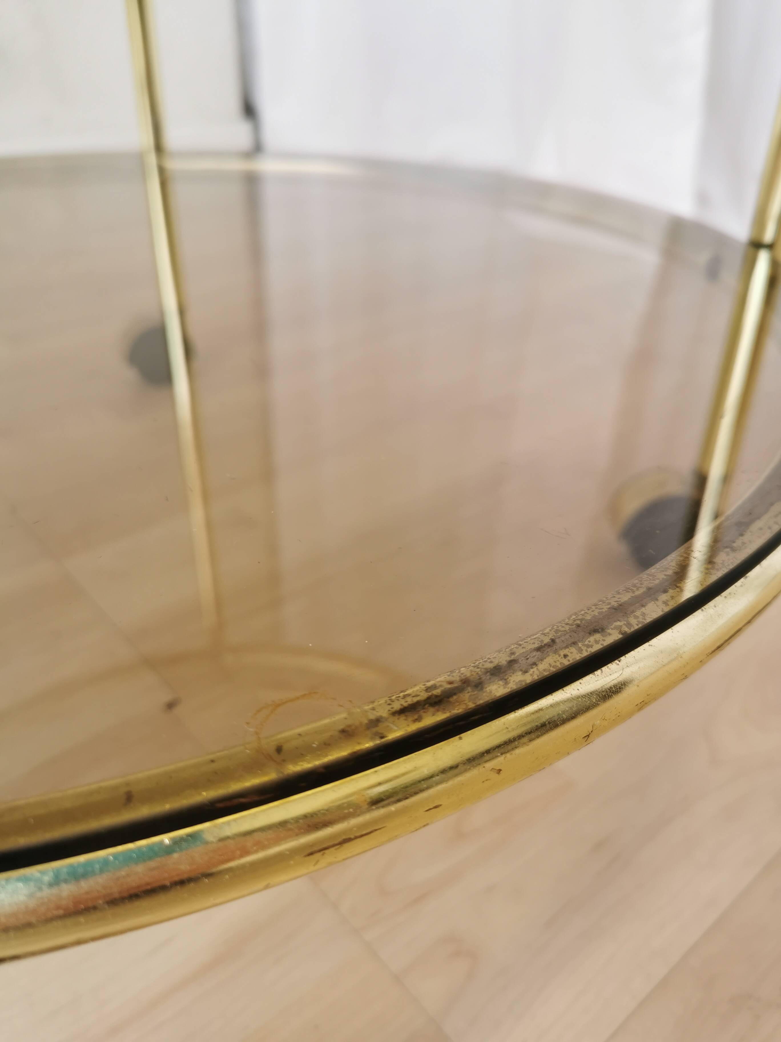 Vintage Smoked Glass Serving Trolley: 1970s Mid-Century Modern Bar Cart