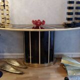 Console in black and cream tinted glass