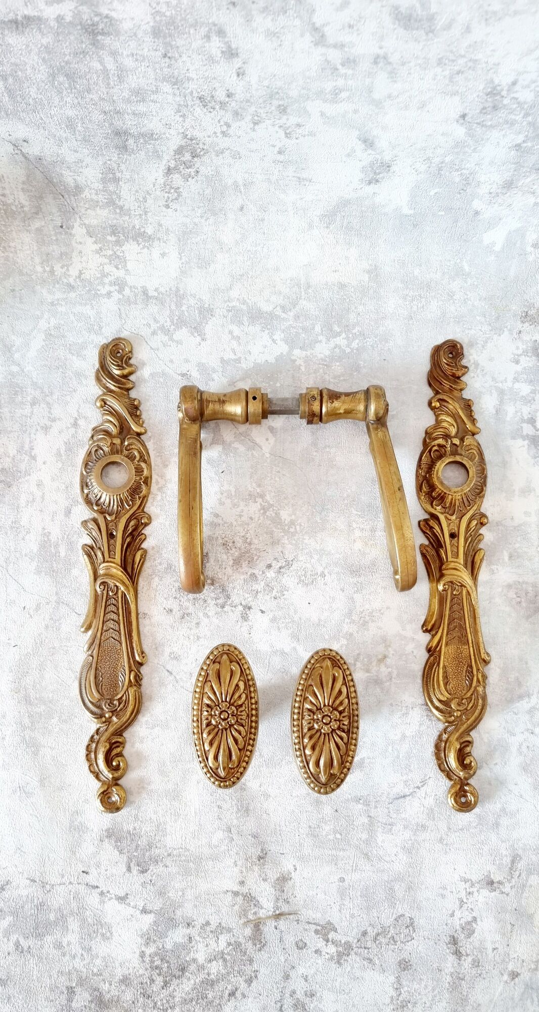 Door handle hardware and 2 French bronze furniture handles