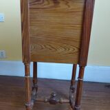 Marble top marquetry bedside table