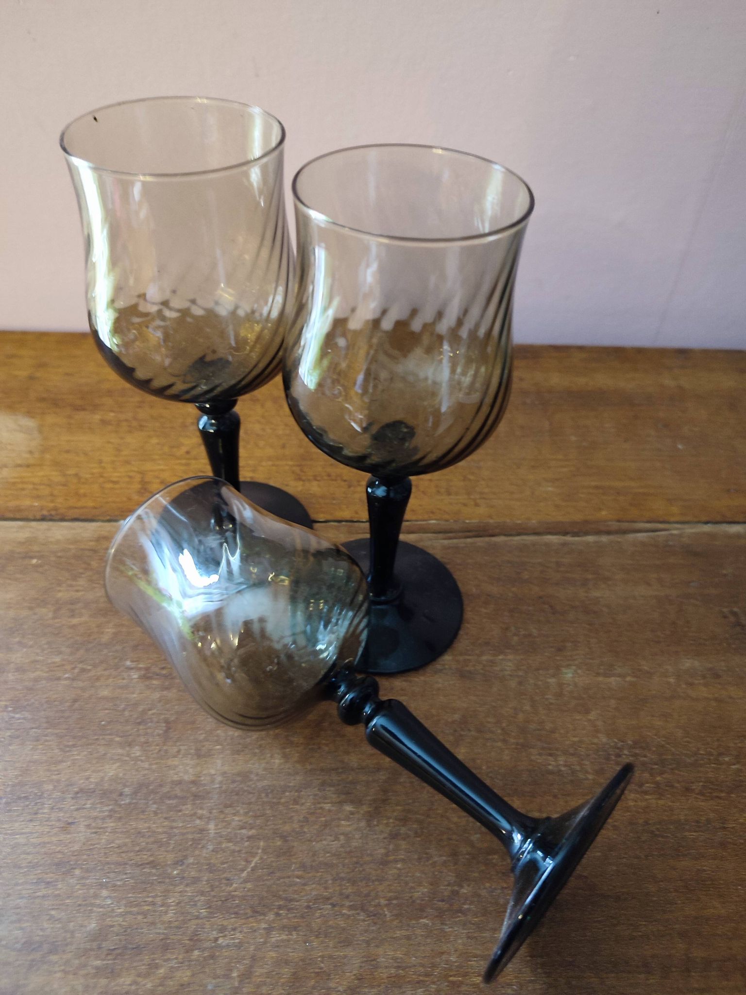 Set of 3 amber glasses