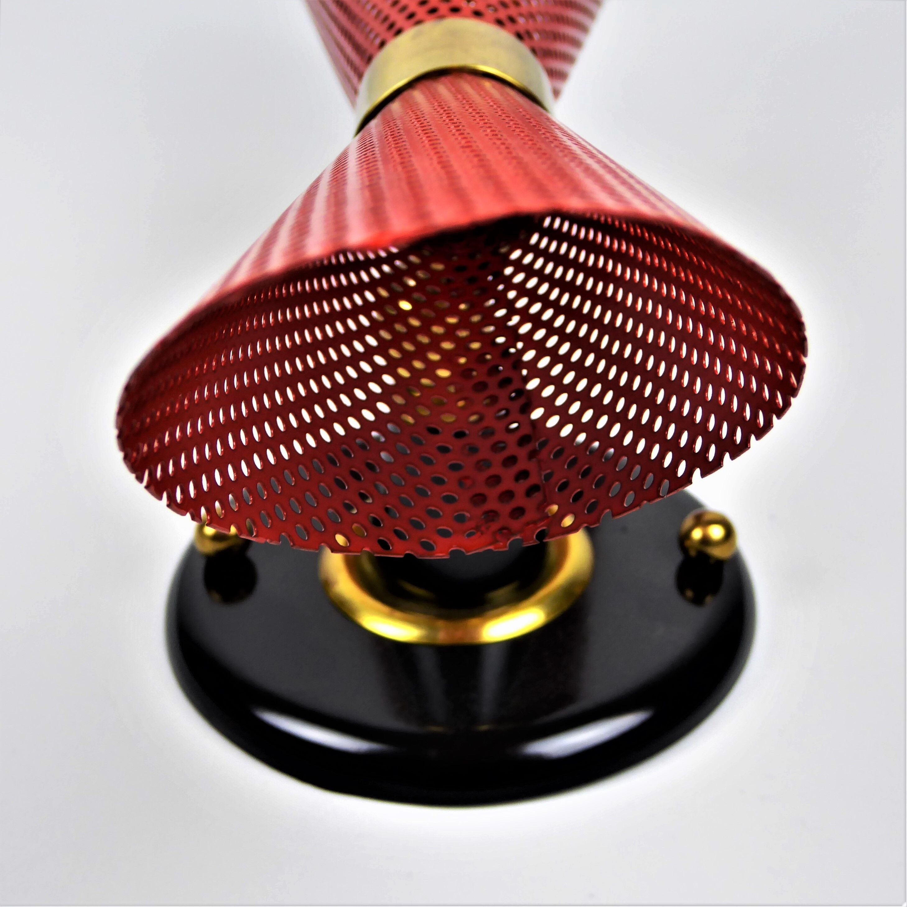 Sconce red and black perforated metal 1960