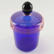 Handmade Blue, Pink and Black Glass Lidded Jar by Erik Höglund, 1992