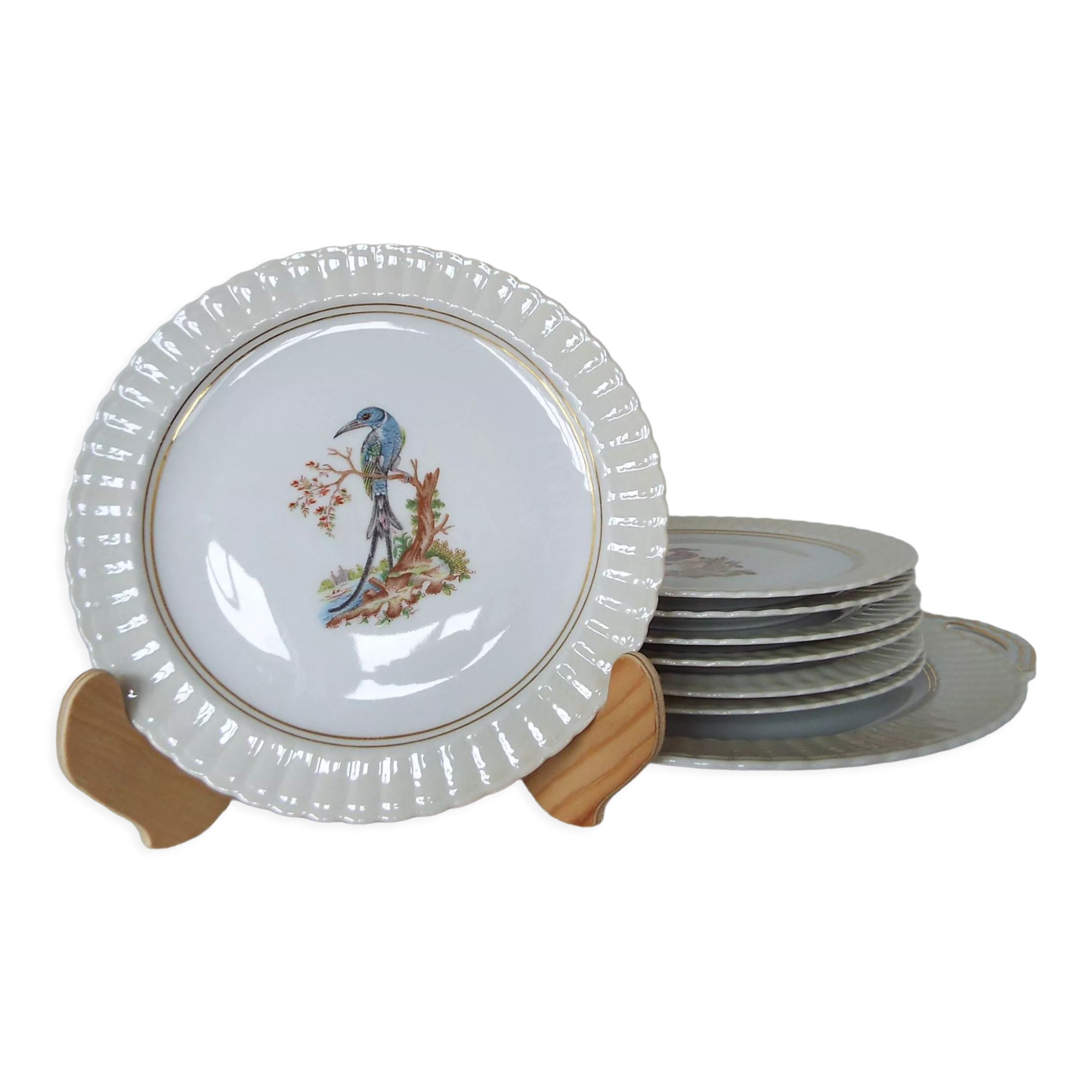7 bird dessert plates