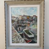 Oil on canvas the port of the Fleet in Re