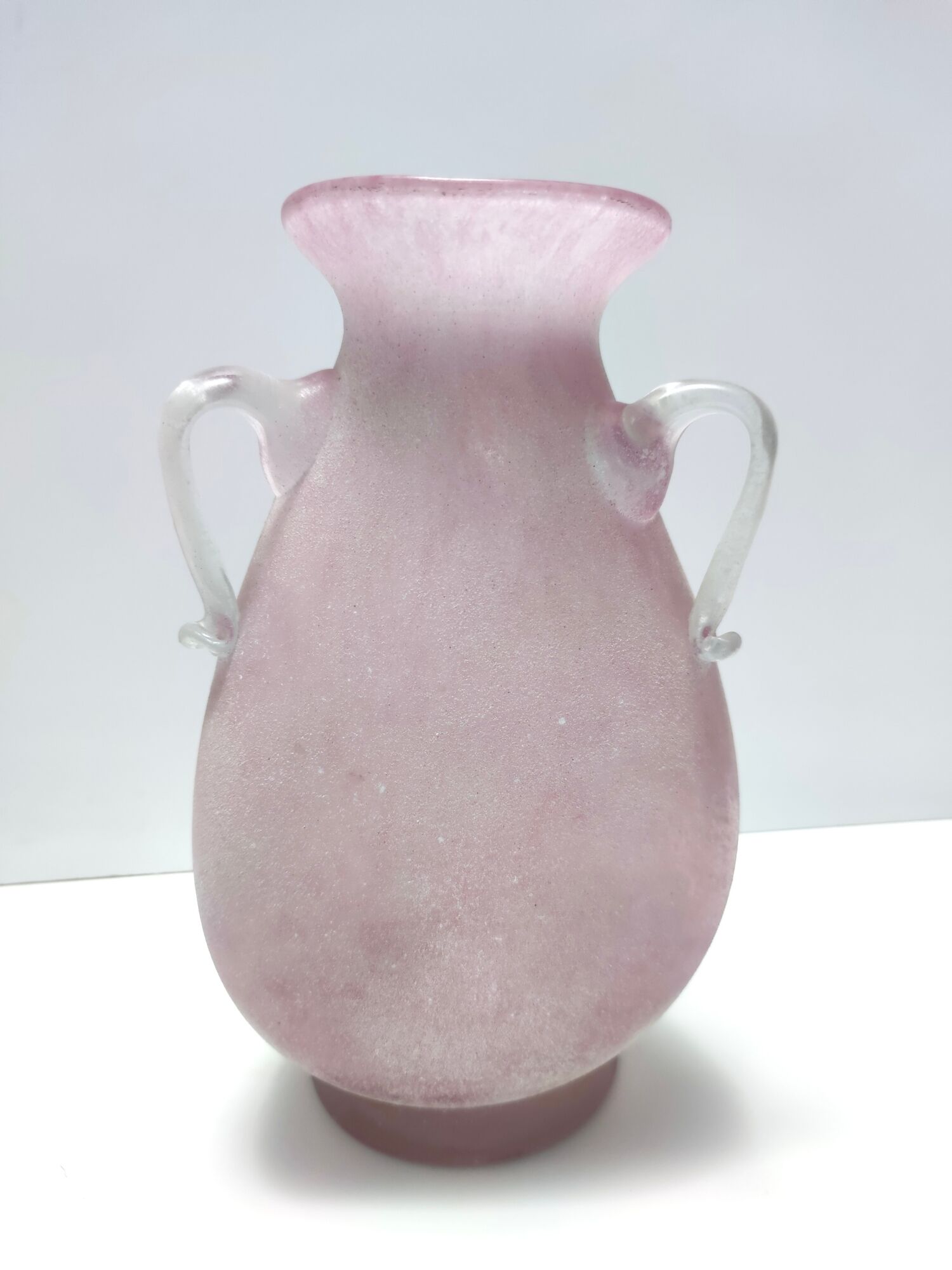 Postmodern pink scavo glass vase