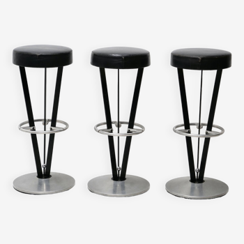 Ensemble de 3 tabourets de bar design 1980 akaba