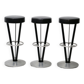 Ensemble de 3 tabourets de bar design 1980 akaba