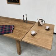 Large farm table from the 60s, in solid oak, with extensions