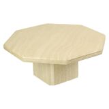 Vintage Octagonal Travertine Coffee Table 70s Design Italian