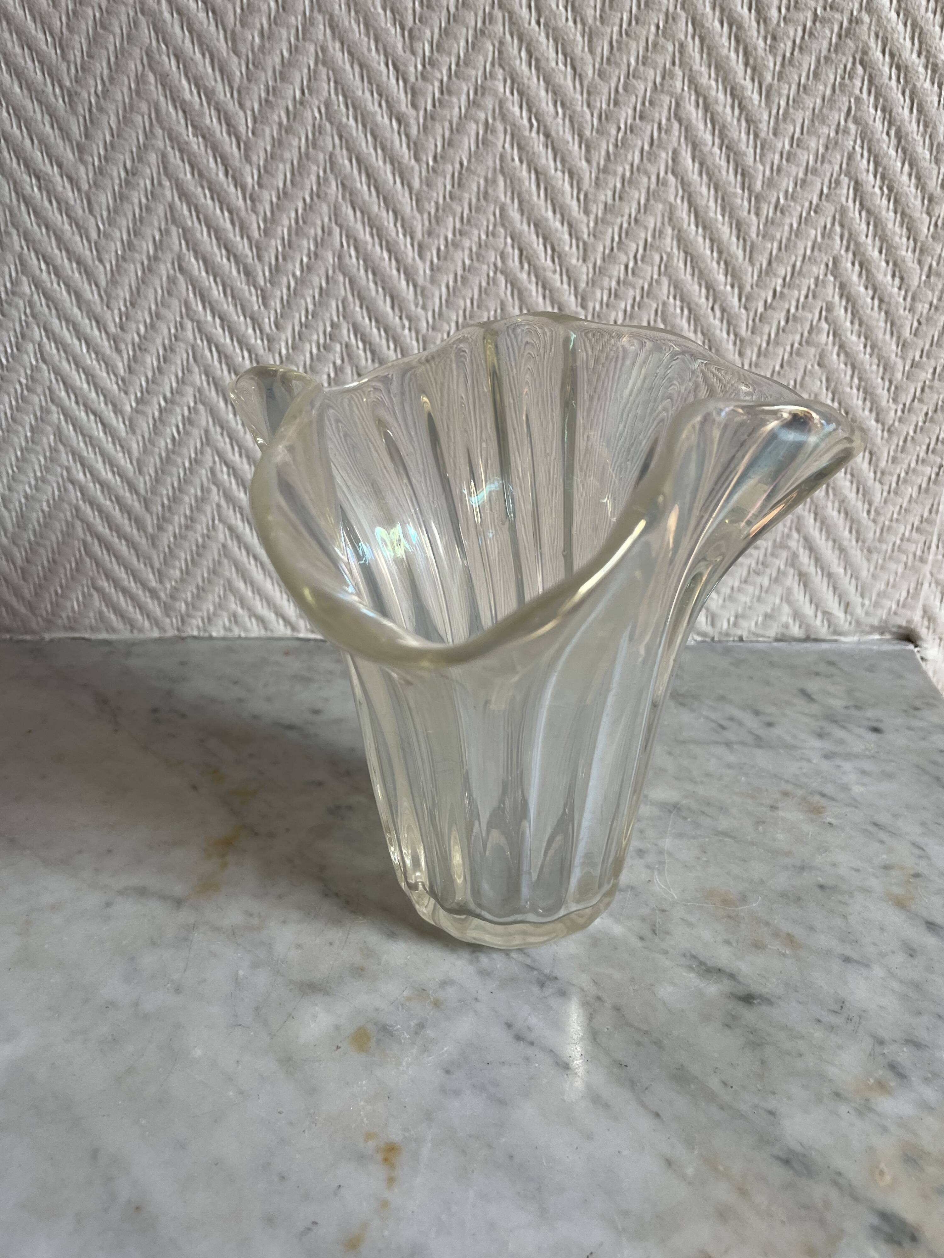 Vase verre aspect irisé