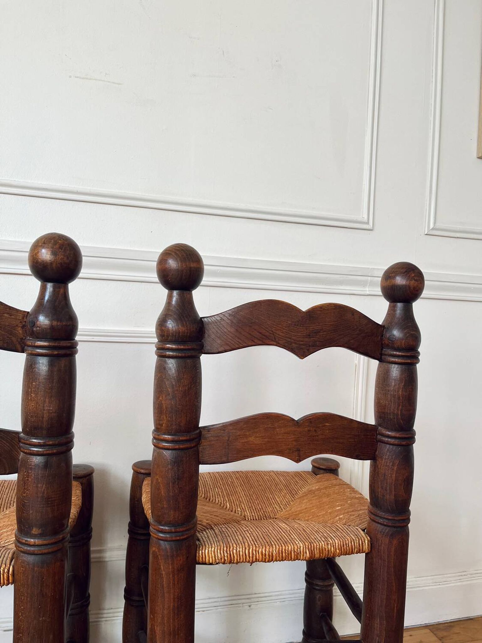 Pair of rustic chairs in the style of Charles Dudouyt.