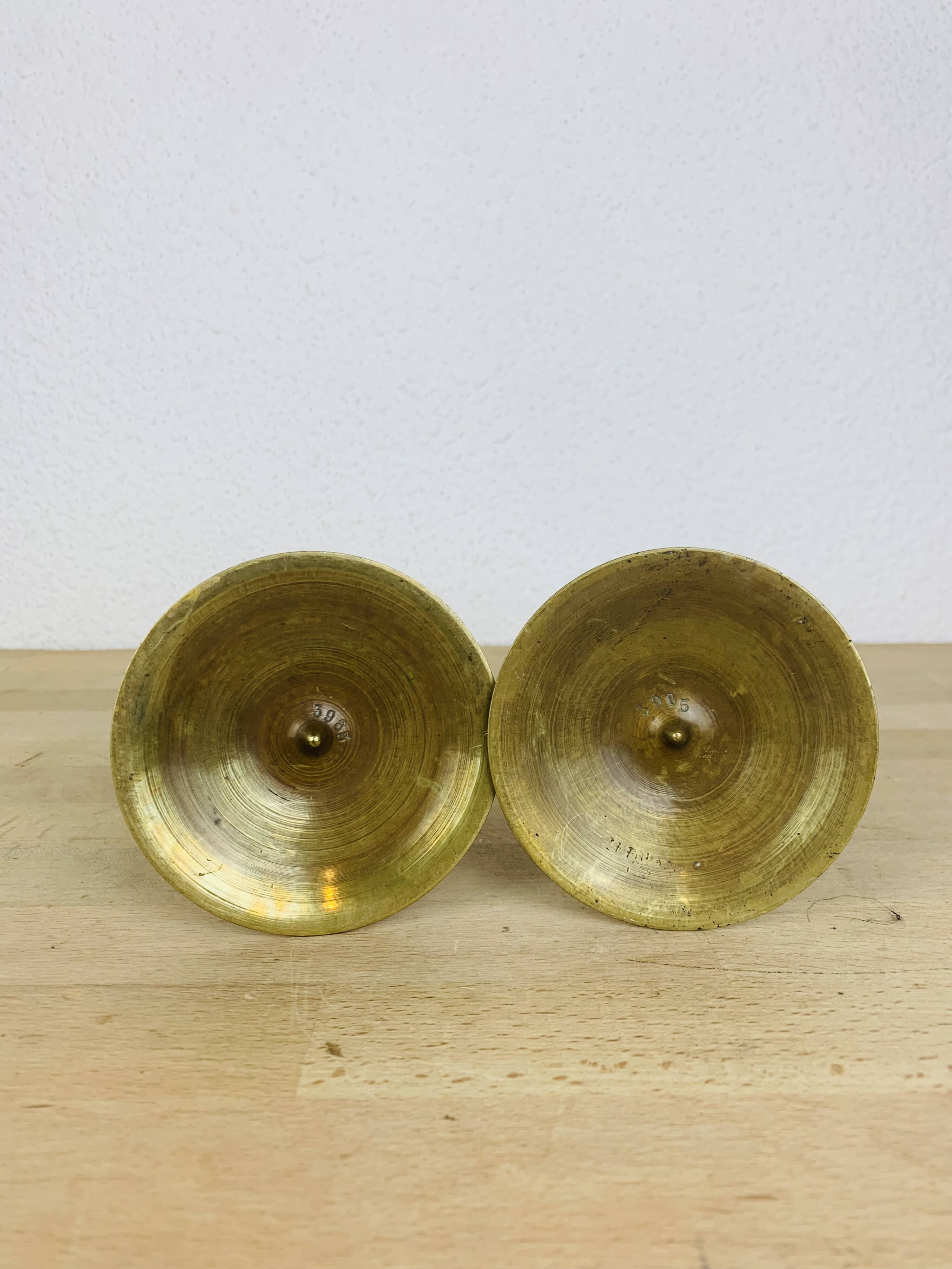 Pair of vintage gilded brass candlesticks