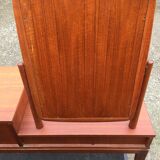 Vintage Scandinavian teak dressing table with 1 drawer 1 flap and its swivel mirror.