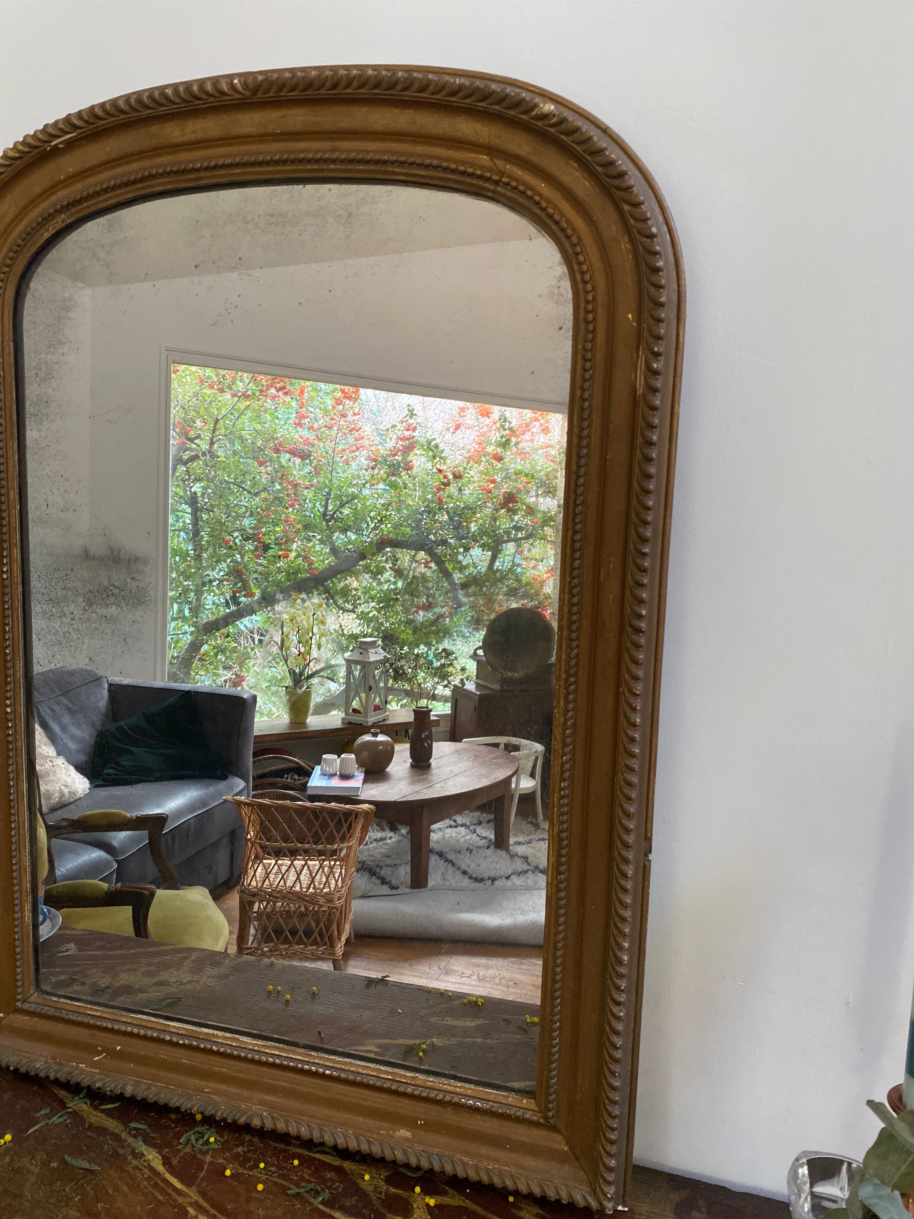 Old gilded mirror Louis Philippe style, 80x57 cm