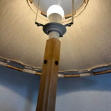 Floor lamp in wood, bamboo and linen