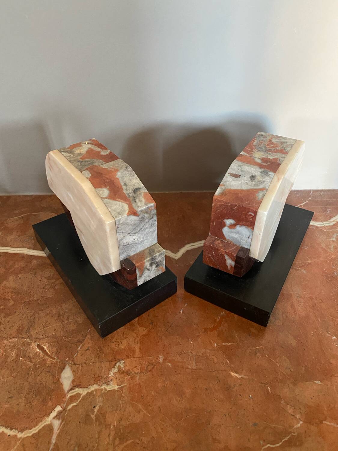 Pair of luxury art deco marble bookends