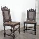Pair of Louis XIII chairs in twisted oak with caning.