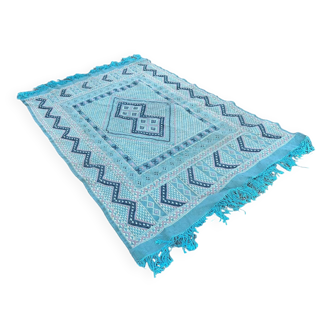 Vintage blue green kilim rug