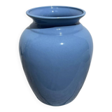 Vase balustre en céramique bleu uni minimaliste
