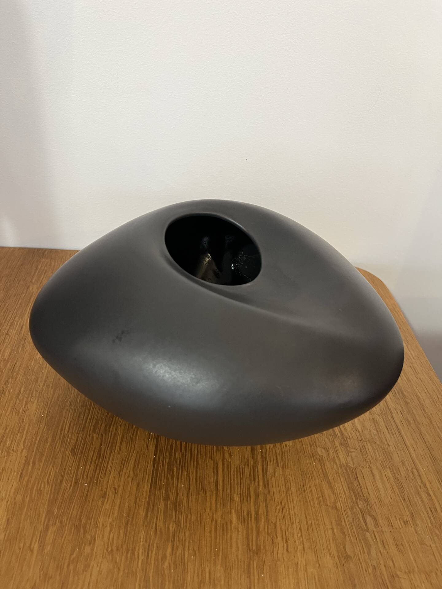 Matte black ceramic pebble vase IKEA Vintage