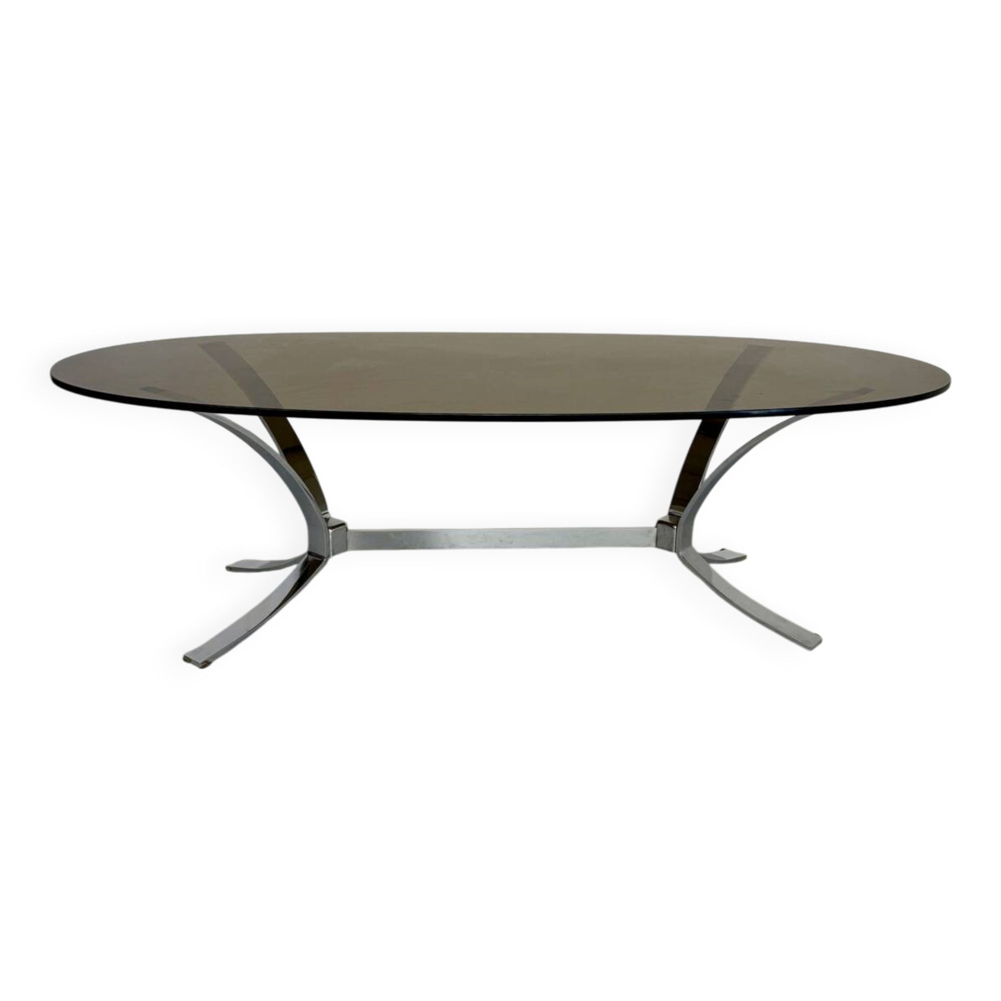 Old metal coffee table with smoked glass, Italian design, 70s vintage