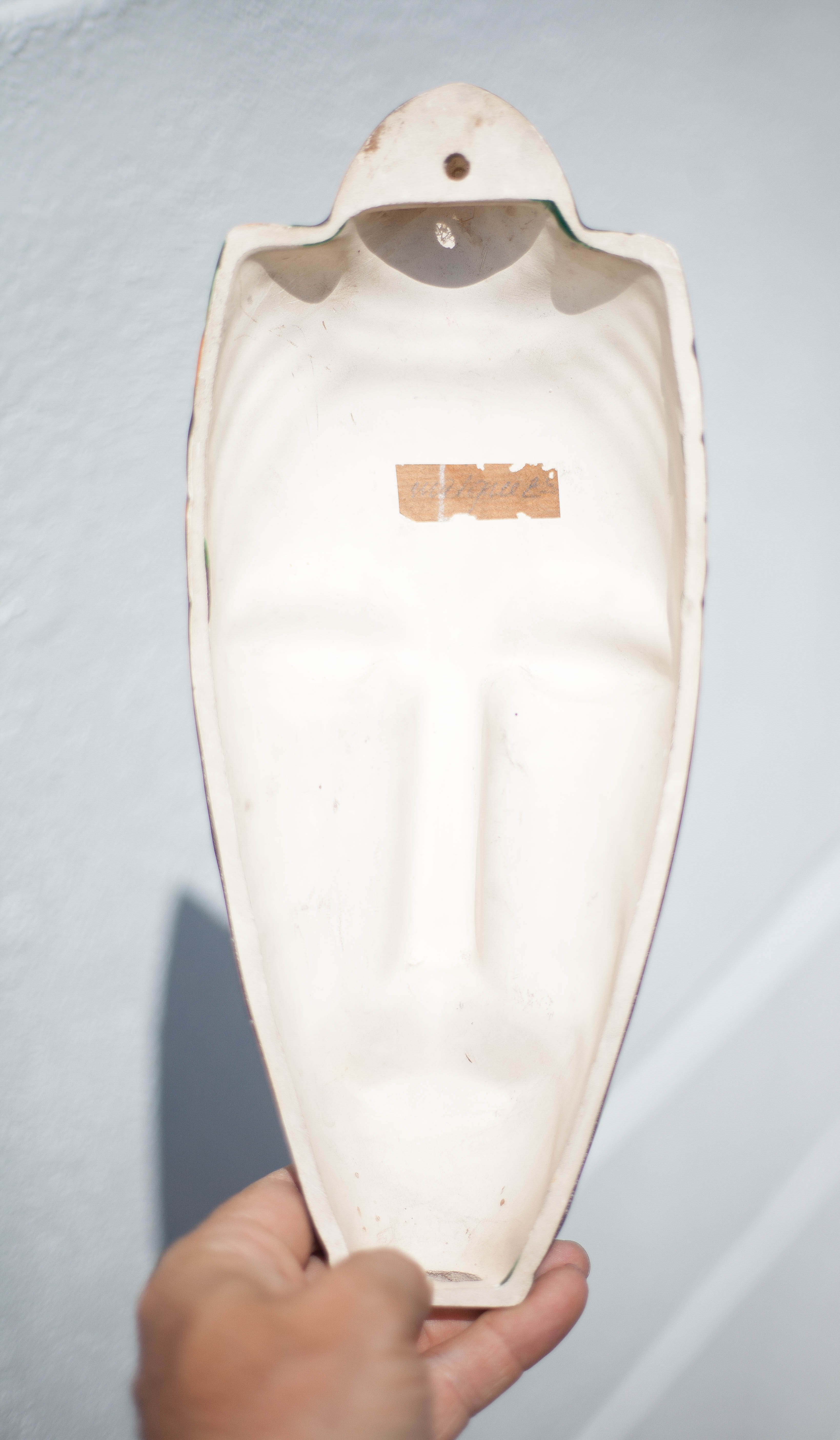 African polychrome faience mask from the Claude Tabet workshop, wall decoration, 50/60's