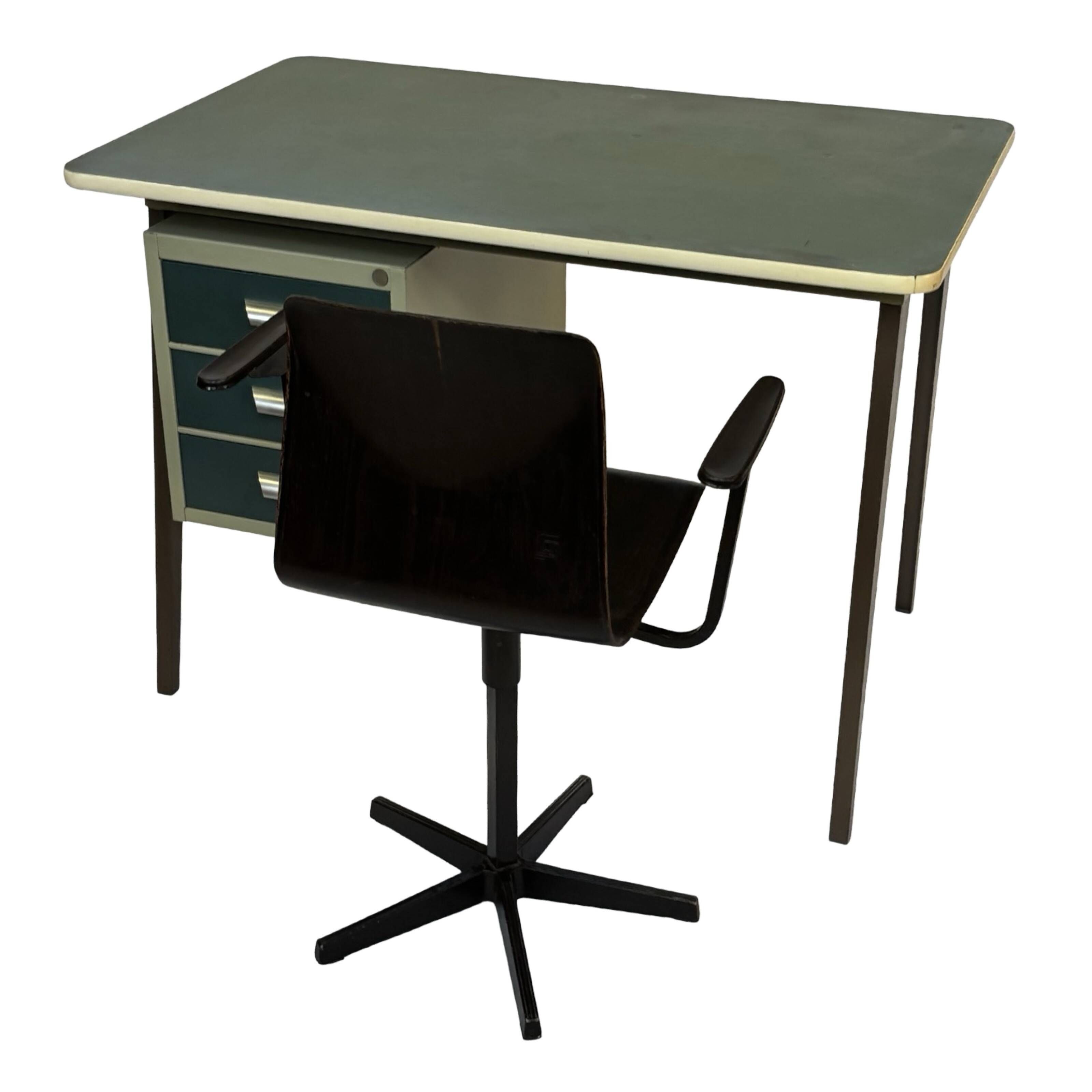 Vintage industrial Drentea Roomsteel desk 1960s metal design