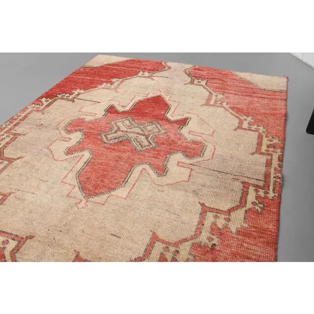 1970s Turkish Hand-Knotted Wool Cotton Red Runner Rug 104x260