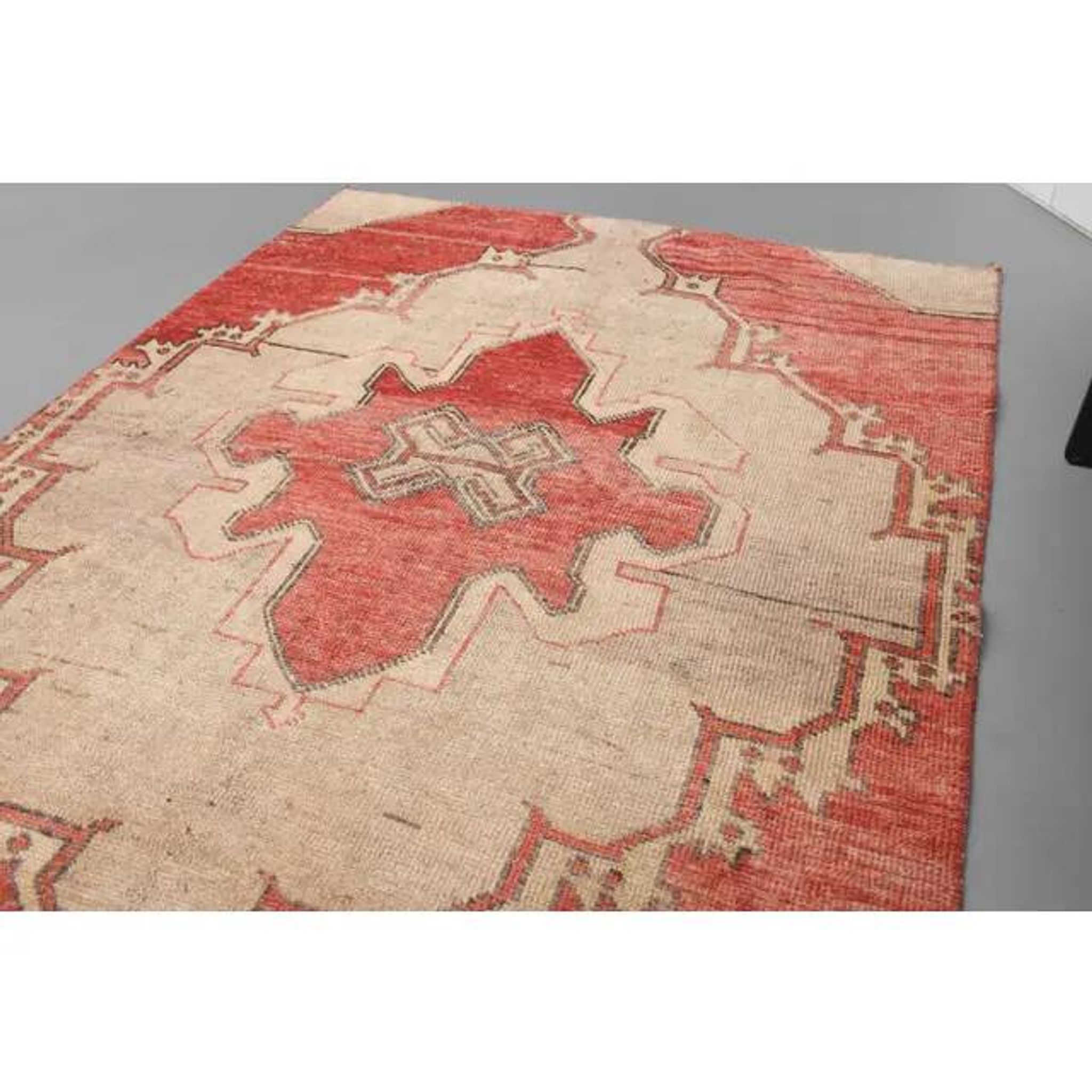 1970s Turkish Hand-Knotted Wool Cotton Red Runner Rug 104x260