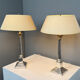 Pair of table lamps, Corinthian columns, silver-plated, England, 1970s