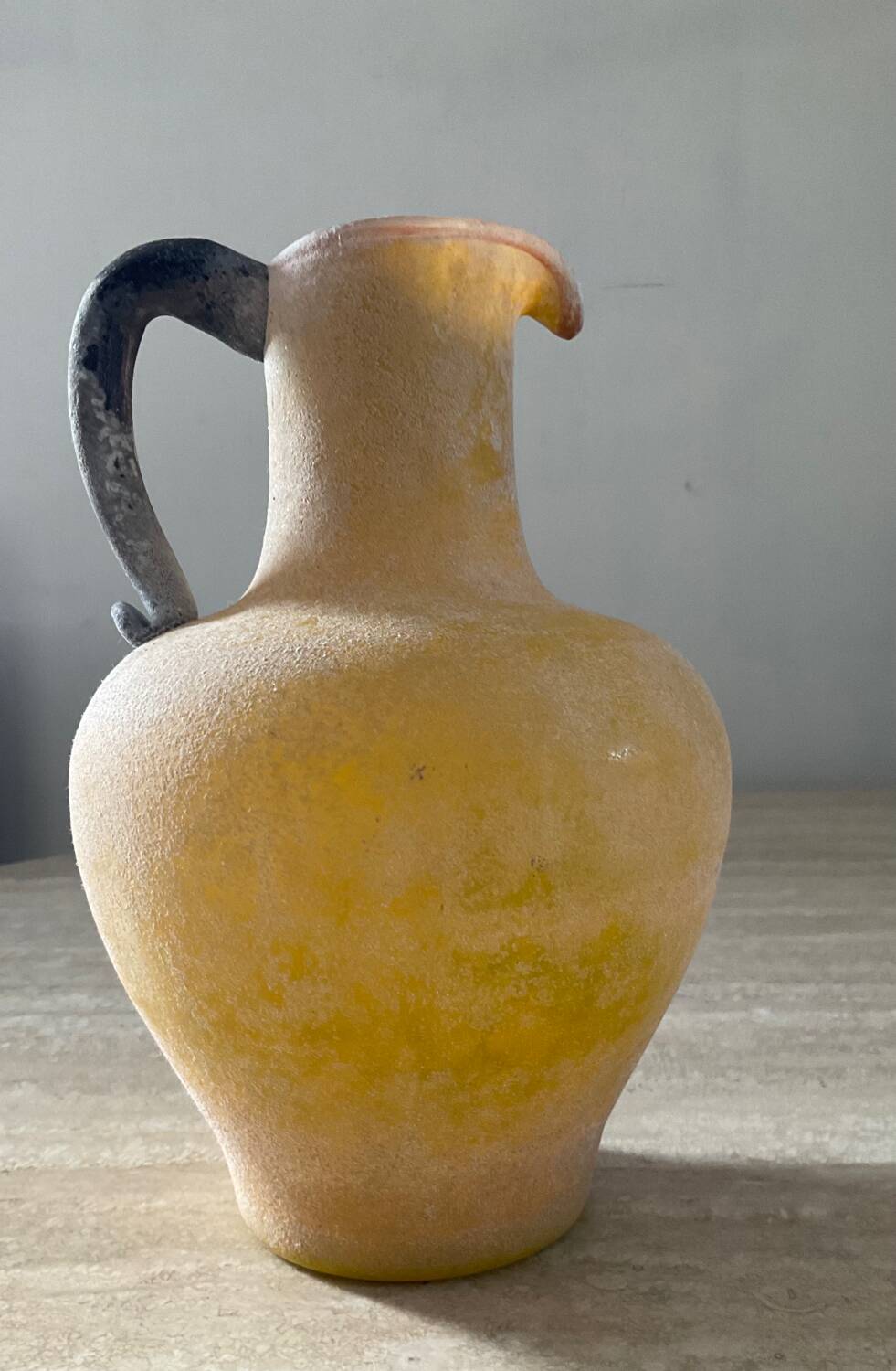 Scavo Murano vase jug in yellow glass paste