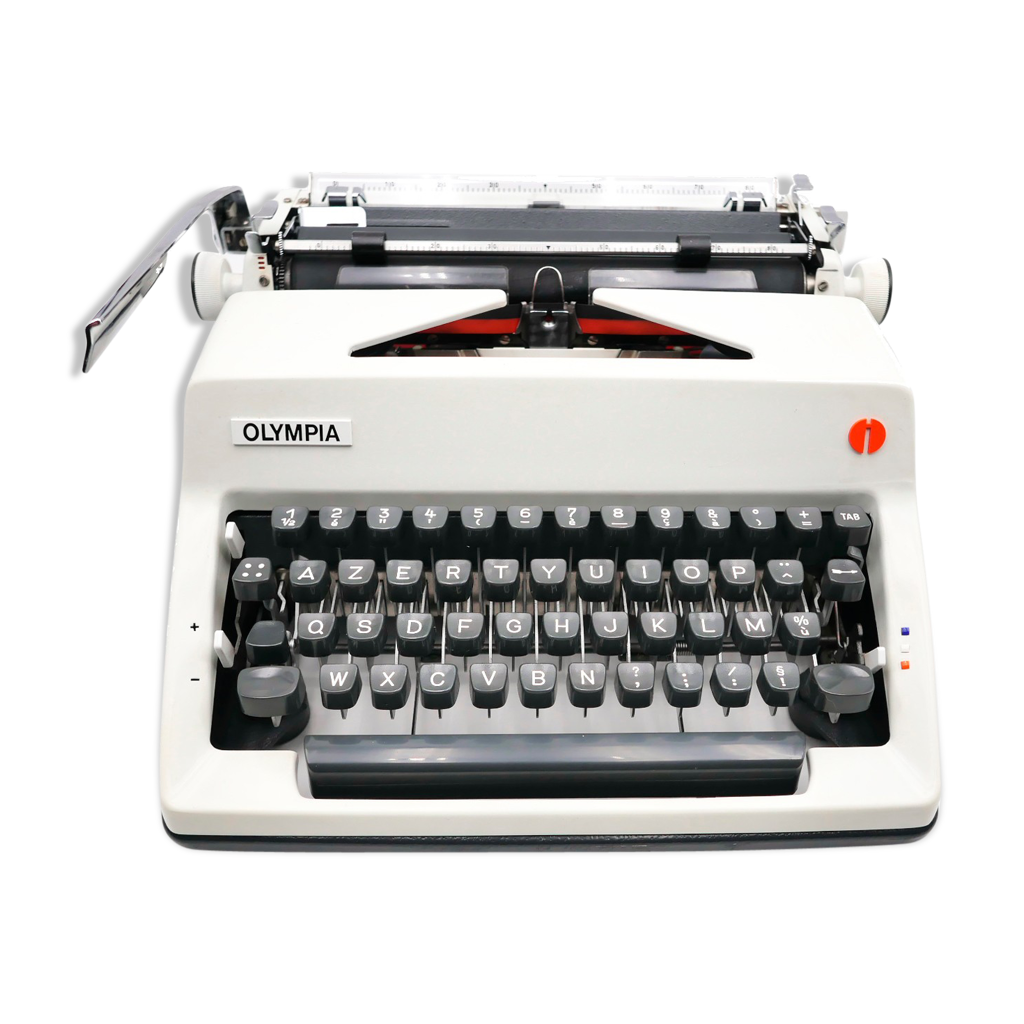 Machine à écrire Olympia SM9 blanche révisée ruban neuf 1970 Selency