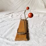 Vintage wall coat rack - double hook - red wooden balls