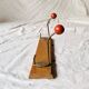 Portemanteau mural  vintage - double patère - boules rouges en bois