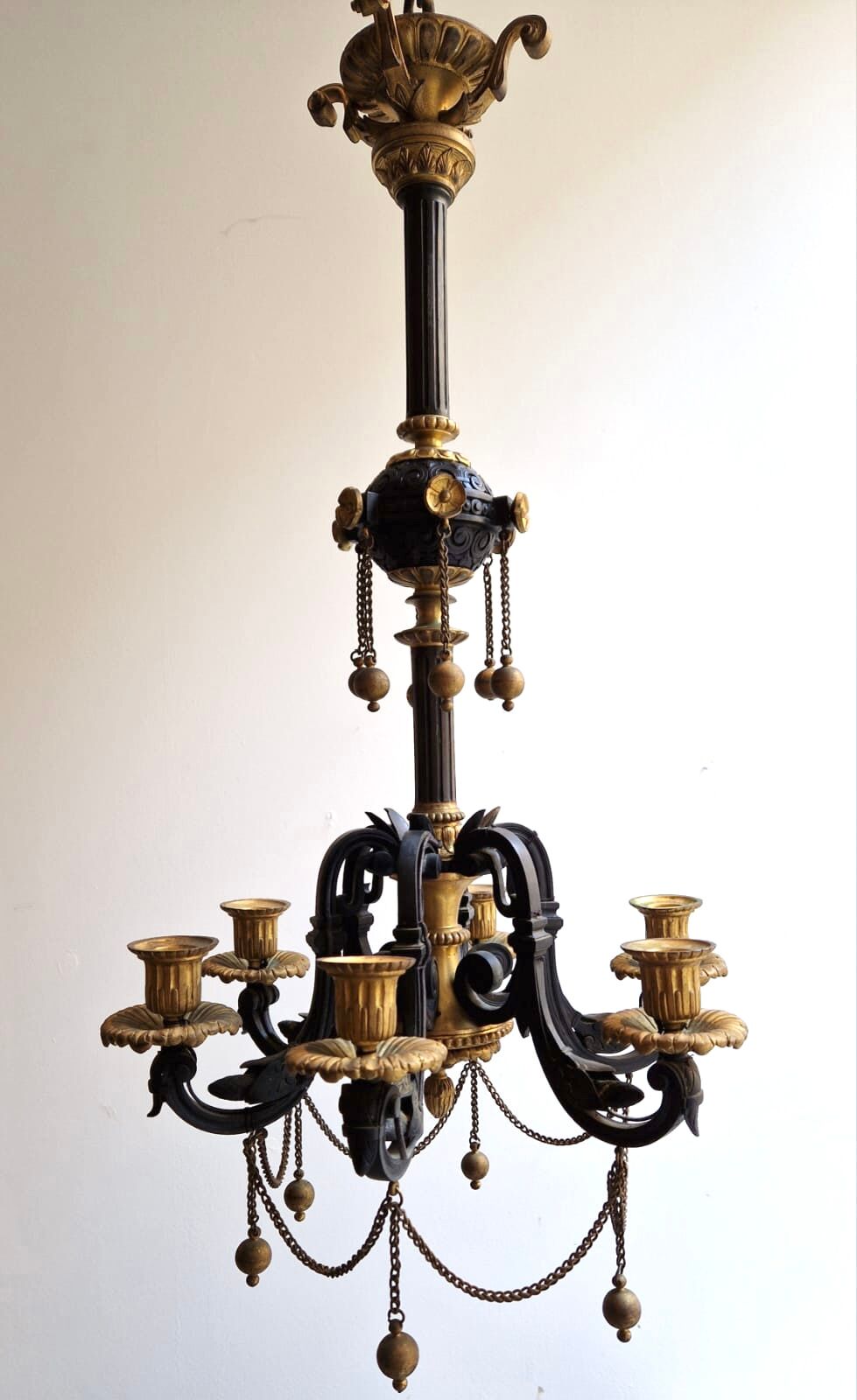 Chandelier in gilded bronze and patinated 19th century