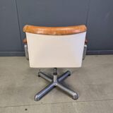 Italian modern steel & leather office chairs by Ettore Sottsass, Poltronova 1970