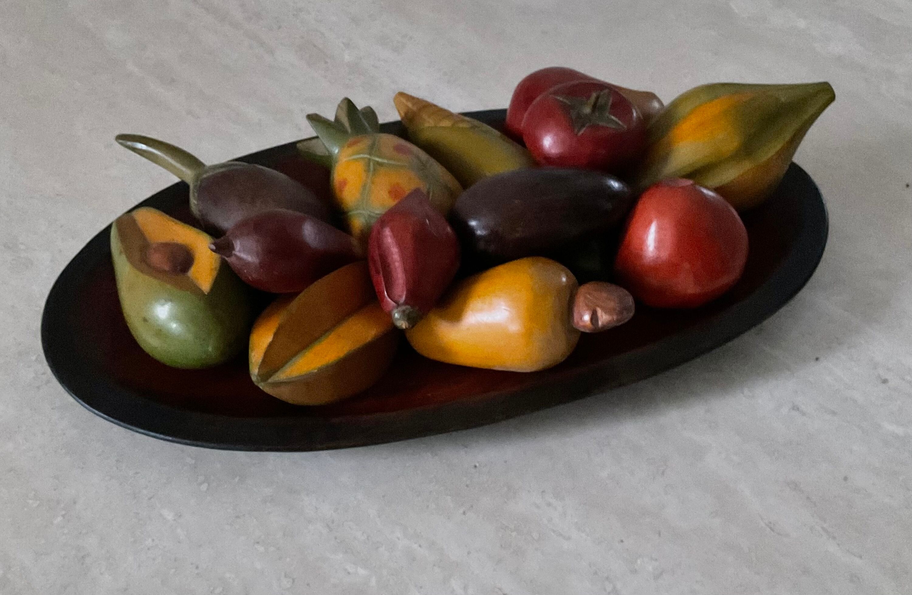 Vintage wooden fruit platter