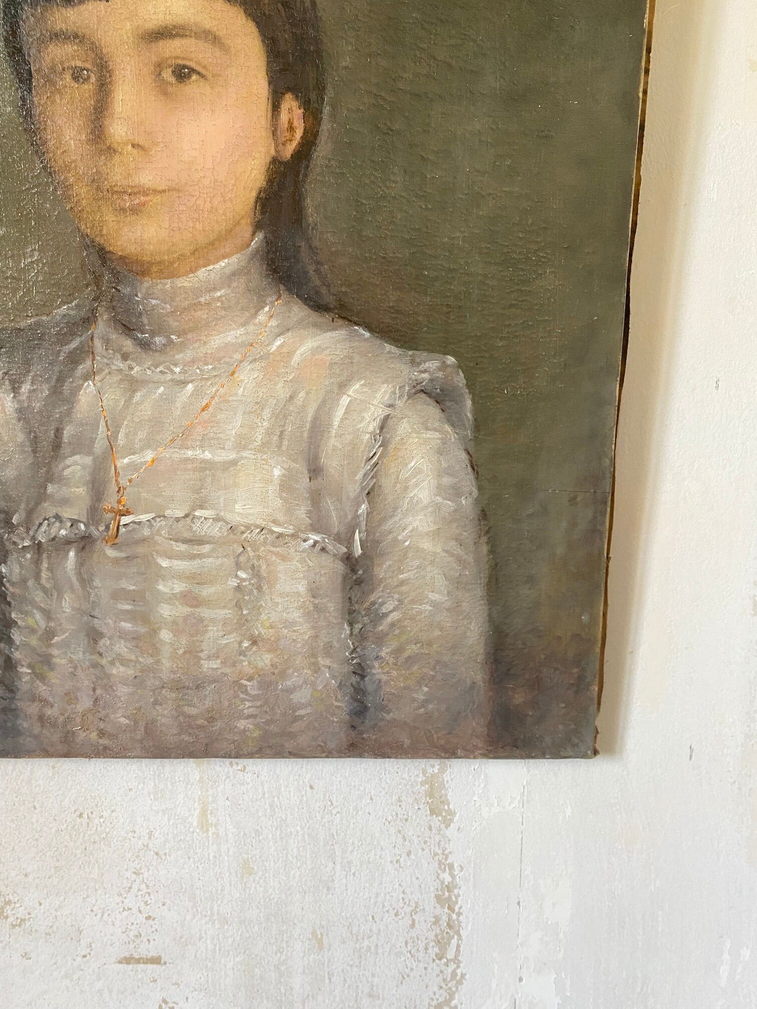 Portraits of young people oil on canvas signed 1914